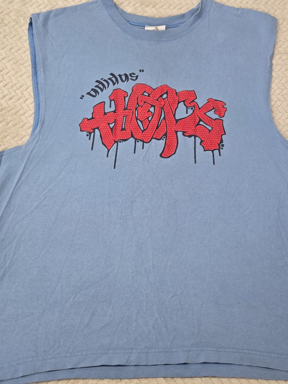 Adidas Vtg Y2K Basketball Hoops Graffiti Graphic Blue Sleeveless Shirt Sz Large